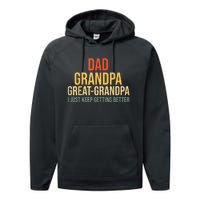 Funny Great Grandpa For Fathers Day Performance Fleece Hoodie