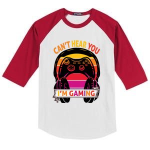 Funny Gamer Gift Headset Cant Hear You Im Gaming Gift Kids Colorblock Raglan Jersey