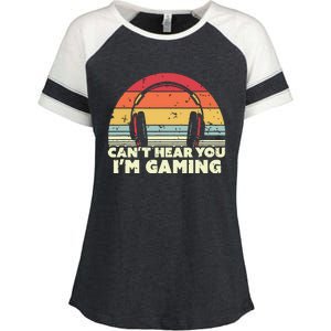 Funny Gamer Gift Idea Cant Hear You Im Gaming Enza Ladies Jersey Colorblock Tee