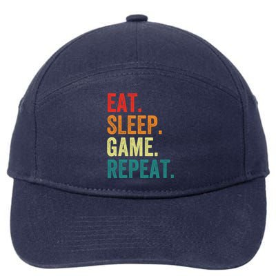 Funny Gaming Gift Eat Sleep Game Repeat Funny Gift 7-Panel Snapback Hat