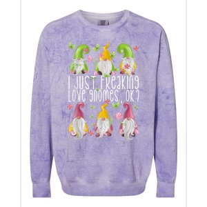 Funny Garden Gnome I Just Freaking Love Gnomes Colorblast Crewneck Sweatshirt