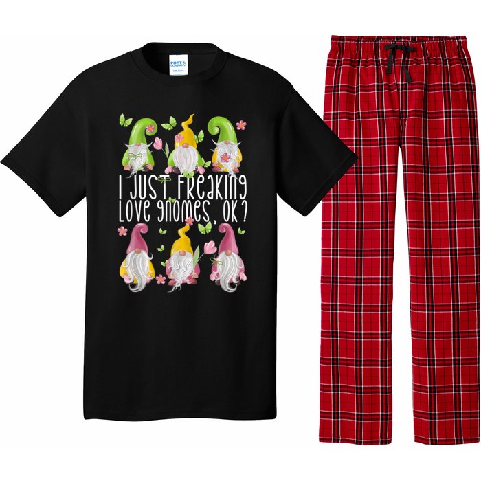 Funny Garden Gnome I Just Freaking Love Gnomes Pajama Set