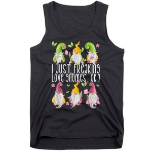 Funny Garden Gnome I Just Freaking Love Gnomes Tank Top