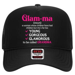 Funny Glamma Grandma Cute Mommy Mama Mother's Day High Crown Mesh Back Trucker Hat