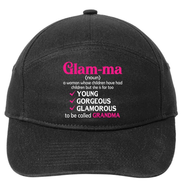 Funny Glamma Grandma Cute Mommy Mama Mother's Day 7-Panel Snapback Hat