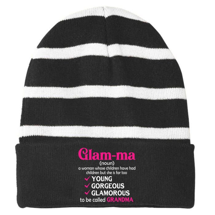 Funny Glamma Grandma Cute Mommy Mama Mother's Day Striped Beanie with Solid Band