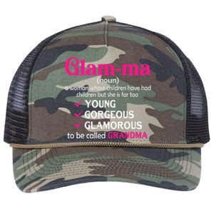 Funny Glamma Grandma Cute Mommy Mama Mother's Day Retro Rope Trucker Hat Cap