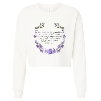 Floral God Grant Me The Serenity Prayer Spiritu Cropped Pullover Crew