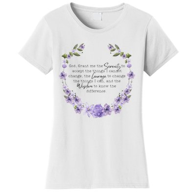 Floral God Grant Me The Serenity Prayer Spiritu Women's T-Shirt