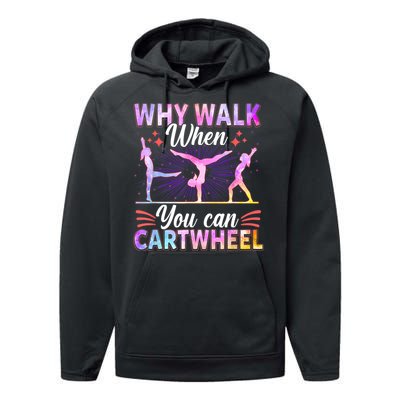 Funny Gymnastics Gymnast Gift For Girls Women Cool Cartwheel Gift Performance Fleece Hoodie