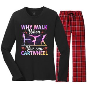 Funny Gymnastics Gymnast Gift For Girls Women Cool Cartwheel Gift Women's Long Sleeve Flannel Pajama Set 