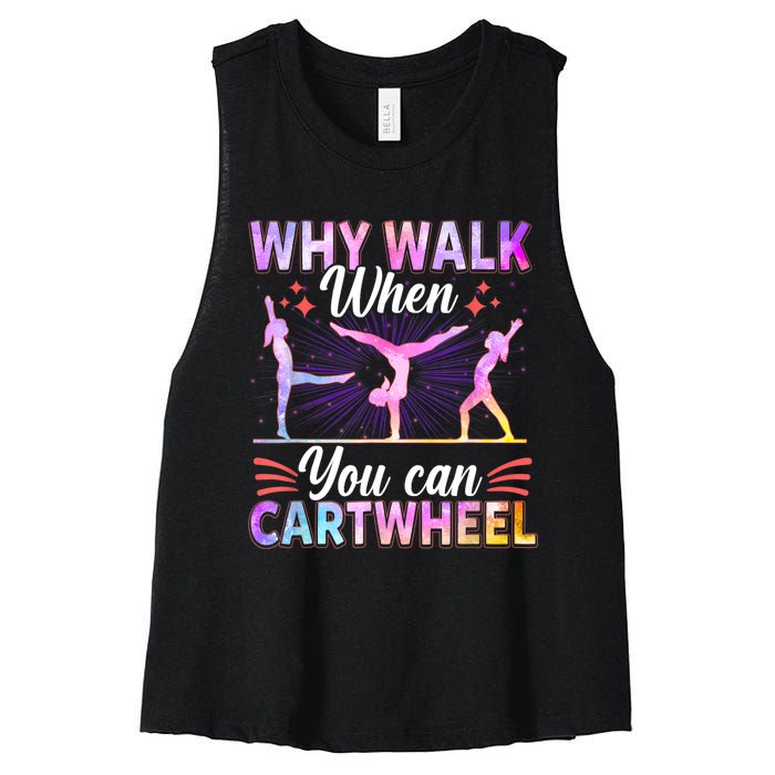 Funny Gymnastics Gymnast Gift For Girls Women Cool Cartwheel Gift Women's Racerback Cropped Tank