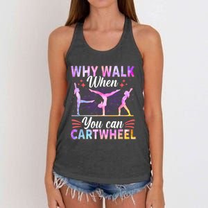 Funny Gymnastics Gymnast Gift For Girls Women Cool Cartwheel Gift Women's Knotted Racerback Tank