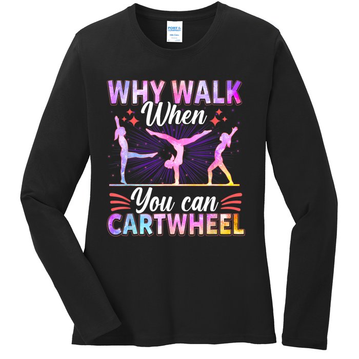 Funny Gymnastics Gymnast Gift For Girls Women Cool Cartwheel Gift Ladies Long Sleeve Shirt