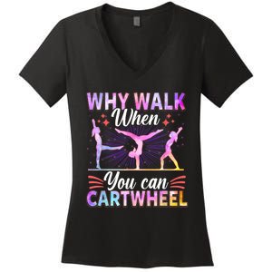 Funny Gymnastics Gymnast Gift For Girls Women Cool Cartwheel Gift Women's V-Neck T-Shirt