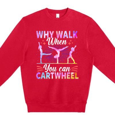 Funny Gymnastics Gymnast Gift For Girls Women Cool Cartwheel Gift Premium Crewneck Sweatshirt