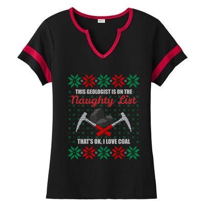 Funny Geologist Geology Ugly Christmas Sweater Naughty List Meaningful Gift Ladies Halftime Notch Neck Tee