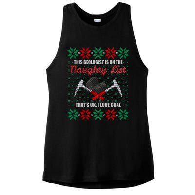 Funny Geologist Geology Ugly Christmas Sweater Naughty List Meaningful Gift Ladies PosiCharge Tri-Blend Wicking Tank