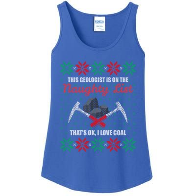 Funny Geologist Geology Ugly Christmas Sweater Naughty List Meaningful Gift Ladies Essential Tank