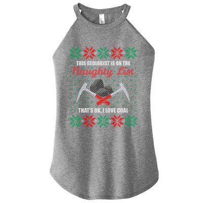 Funny Geologist Geology Ugly Christmas Sweater Naughty List Meaningful Gift Women’s Perfect Tri Rocker Tank