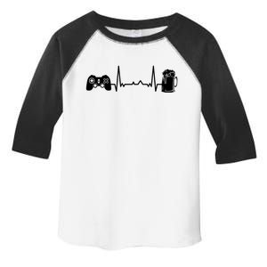 Funny Gamer Gift Heartbeat Ekg Gaming Nerd Video Games Gift Toddler Fine Jersey T-Shirt