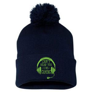 Funny Gamer Gift Headset Cant Hear You Im Gaming Pom Pom 12in Knit Beanie