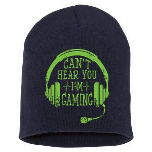 Funny Gamer Gift Headset Cant Hear You Im Gaming Short Acrylic Beanie