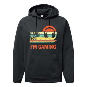 Funny Gamer Gift Headset Cant Hear You Im Gaming Performance Fleece Hoodie