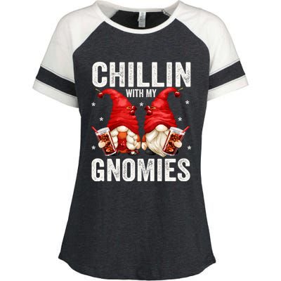 Funny Garden Gnomes For Cola Lovers Chillin With My Gnomies Cute Gift Enza Ladies Jersey Colorblock Tee