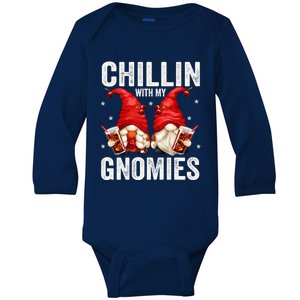 Funny Garden Gnomes For Cola Lovers Chillin With My Gnomies Cute Gift Baby Long Sleeve Bodysuit