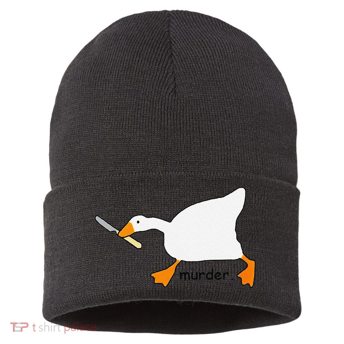 Funny Goose Game Murder Funny Meme Sustainable Knit Beanie