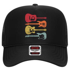 Funny Guitarist Guitar Player Music Lover High Crown Mesh Back Trucker Hat