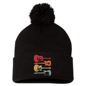 Funny Guitarist Guitar Player Music Lover Pom Pom 12in Knit Beanie