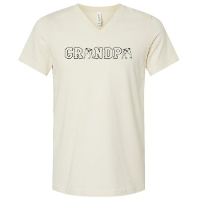 Football Grandpa Gramps Grandparents Day Tackle Coach V-Neck T-Shirt