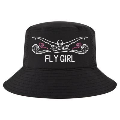 Fly Girl Gift Butterfly Swimming Funny Swim Team Gift Cool Comfort Performance Bucket Hat