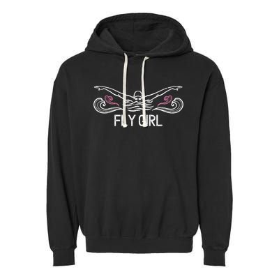 Fly Girl Gift Butterfly Swimming Funny Swim Team Gift Garment-Dyed Fleece Hoodie
