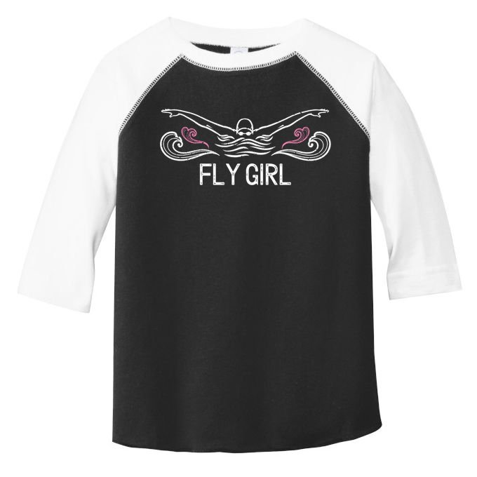 Fly Girl Gift Butterfly Swimming Funny Swim Team Gift Toddler Fine Jersey T-Shirt