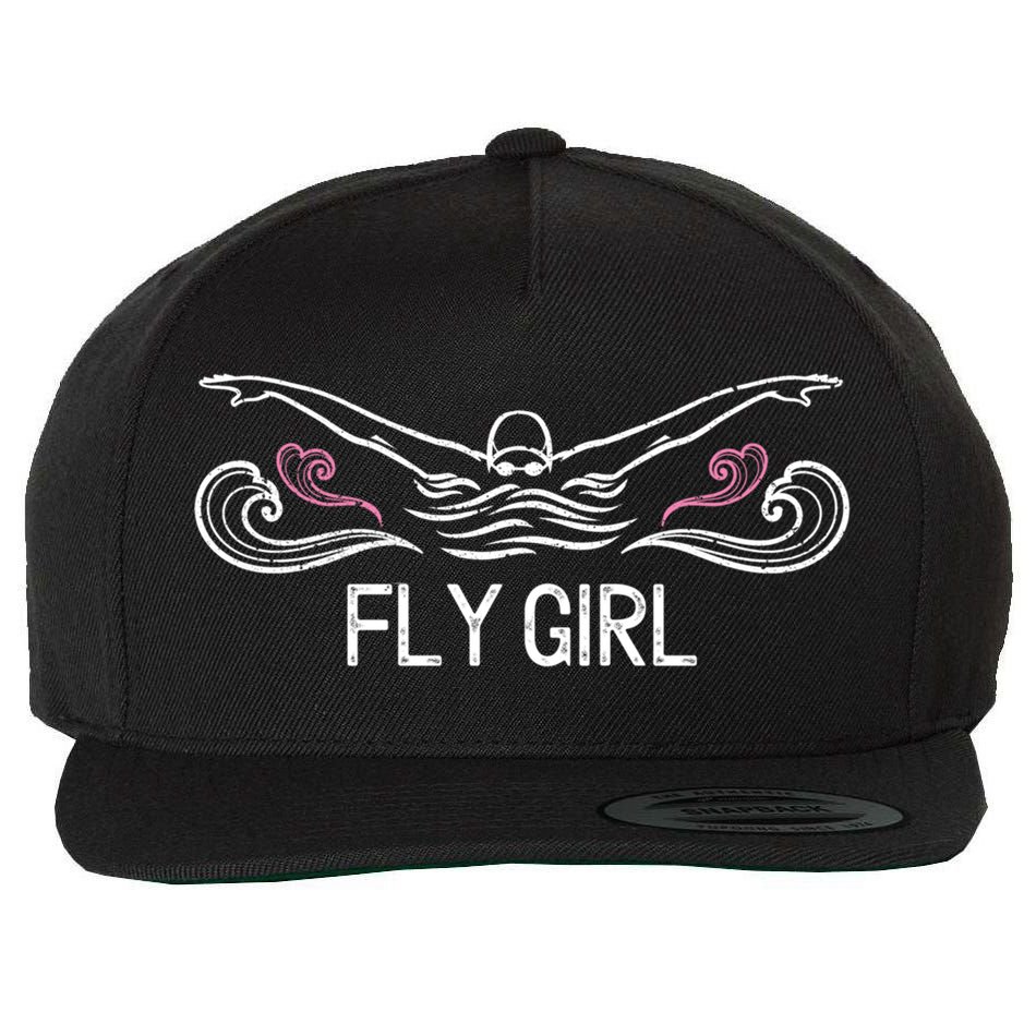 Fly Girl Gift Butterfly Swimming Funny Swim Team Gift Wool Snapback Cap