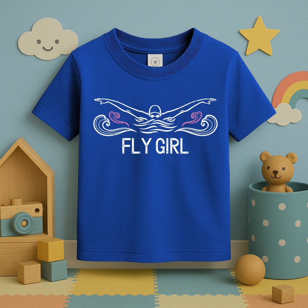 Fly Girl Gift Butterfly Swimming Funny Swim Team Gift Toddler T-Shirt