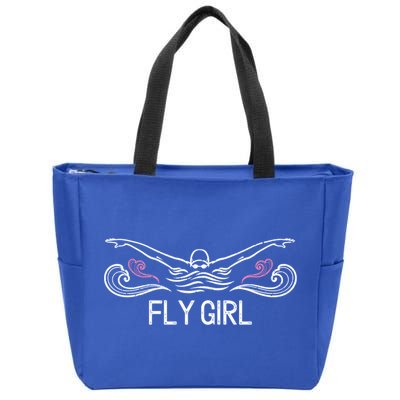 Fly Girl Gift Butterfly Swimming Funny Swim Team Gift Zip Tote Bag