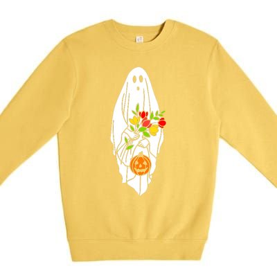 Floral Ghost Halloween Graphic Premium Crewneck Sweatshirt