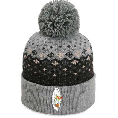 Floral Ghost Halloween Graphic The Baniff Cuffed Pom Beanie