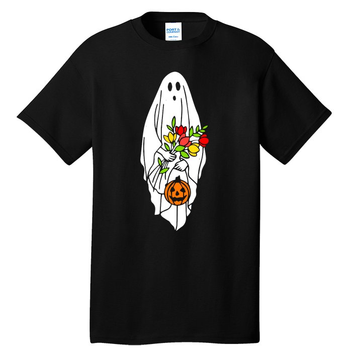 Floral Ghost Halloween Graphic Tall T-Shirt