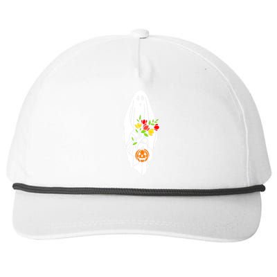 Floral Ghost Halloween Graphic Snapback Five-Panel Rope Hat