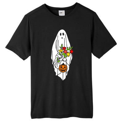 Floral Ghost Halloween Graphic Tall Fusion ChromaSoft Performance T-Shirt