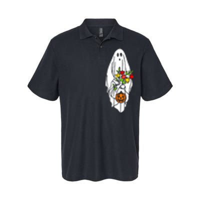 Floral Ghost Halloween Graphic Softstyle Adult Sport Polo