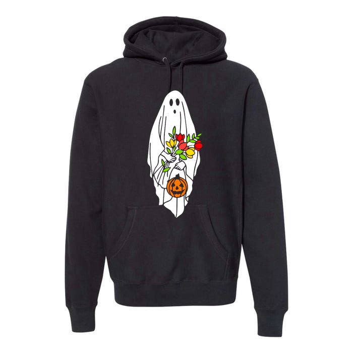 Floral Ghost Halloween Graphic Premium Hoodie