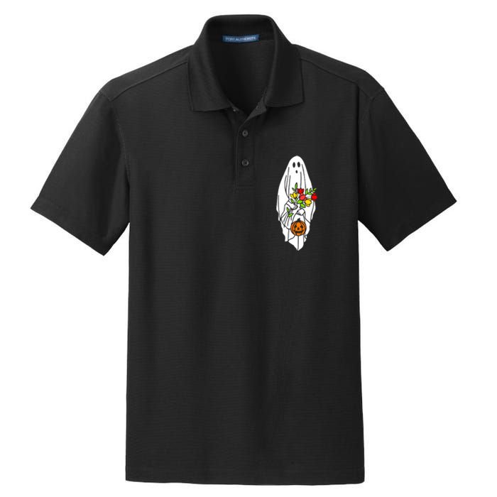 Floral Ghost Halloween Graphic Dry Zone Grid Polo