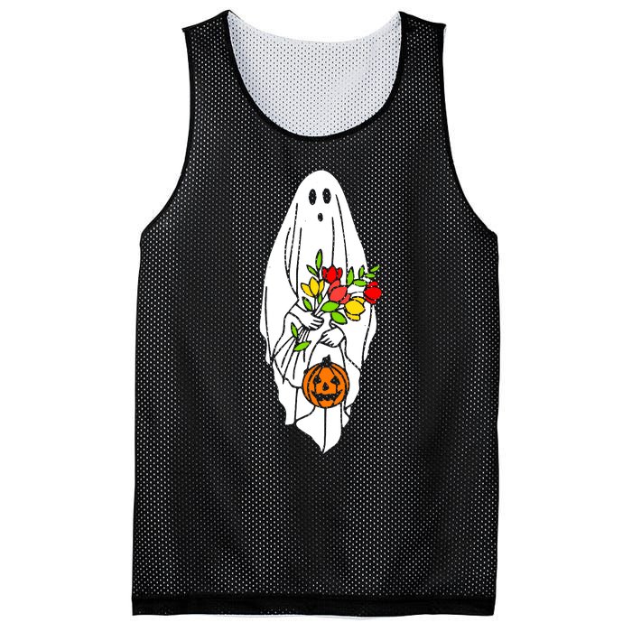 Floral Ghost Halloween Graphic Mesh Reversible Basketball Jersey Tank