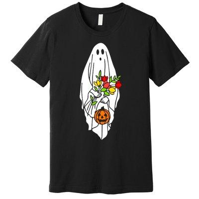 Floral Ghost Halloween Graphic Premium T-Shirt